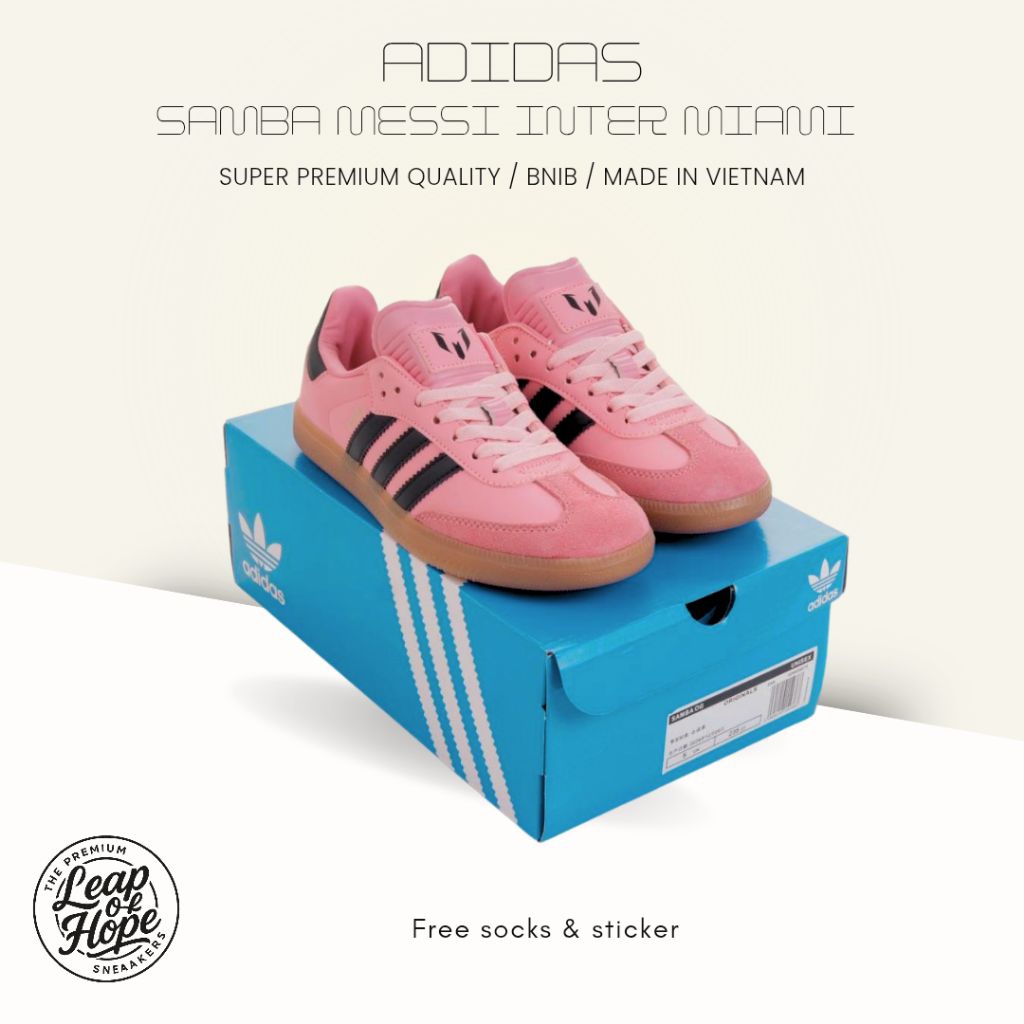 Sepatu Adidas samba Messi inter miami pink