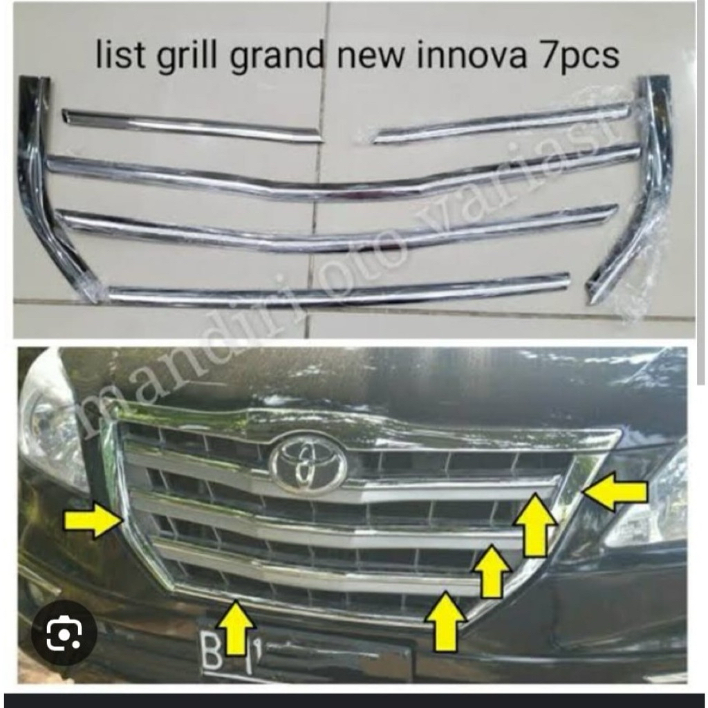 INNOVA 2014 2015 LIST GRILL DEPAN COVER CHROME 7 PC COVER GRIL TEMPELAN JSL