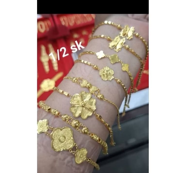 gelang emas asli 1/5 stengah suku 24k kadar 90% berat 3,3 gram