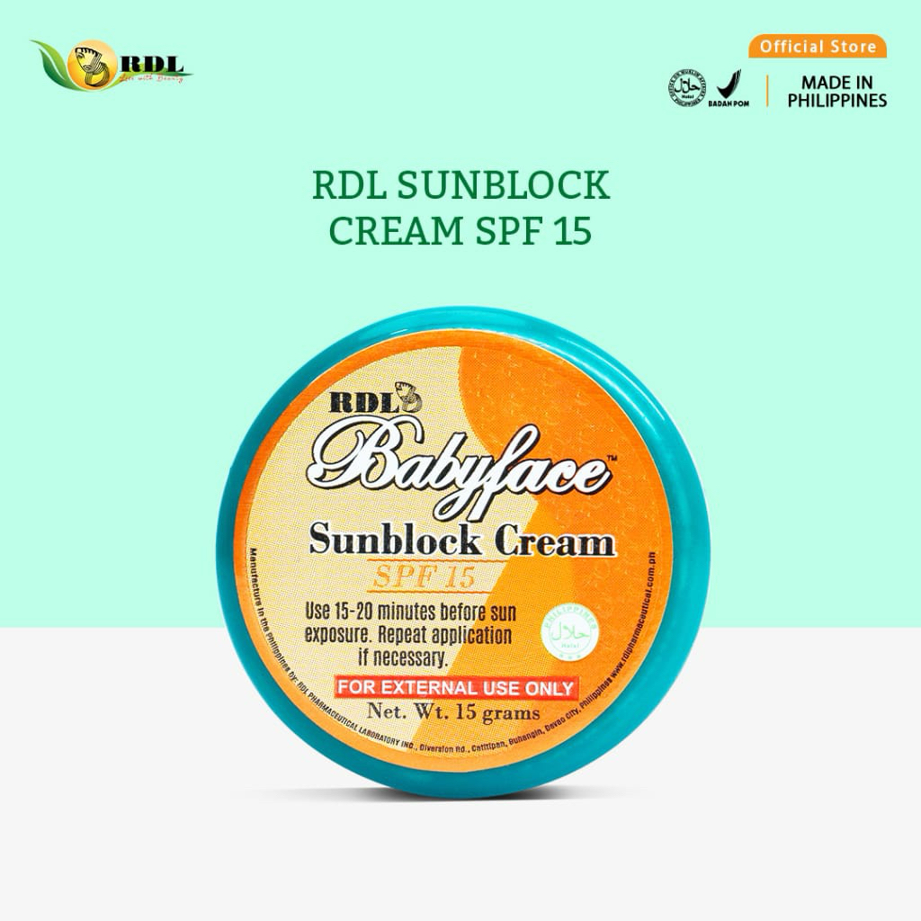 RDL Sunblock Cream SPF 15 Sunscreen Wajah 15gr UV UVB Sun Protection Semua Jenis Kulit