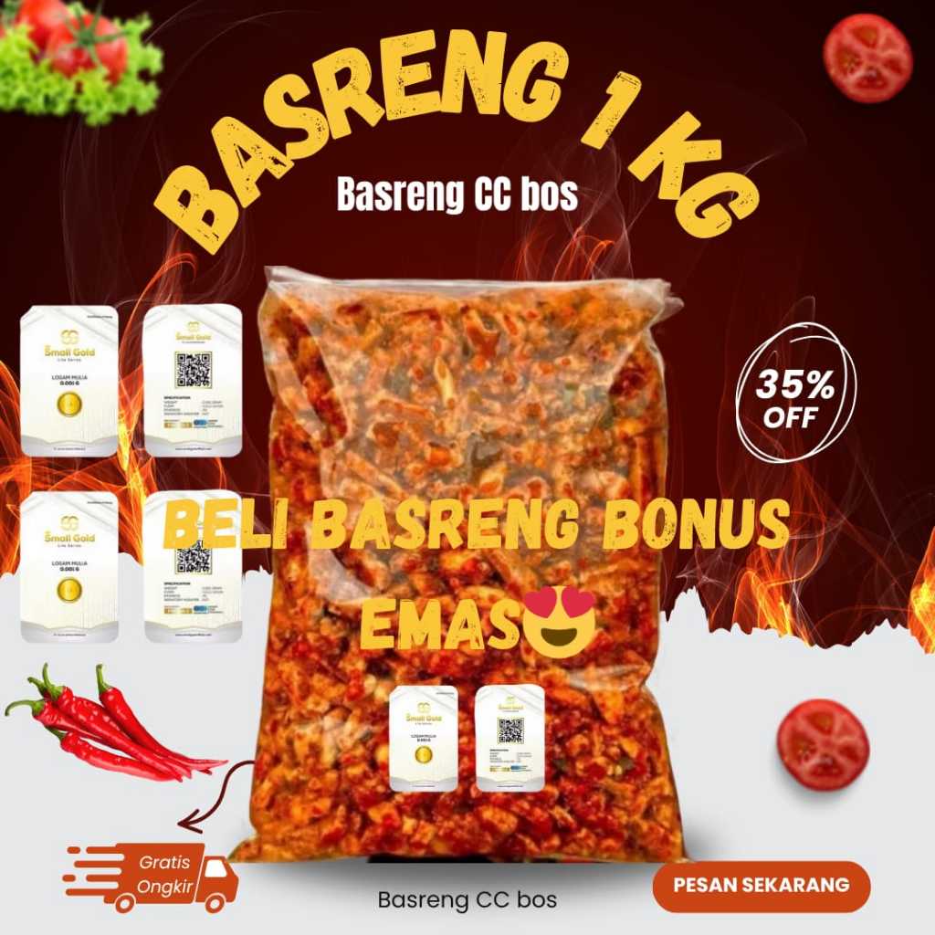 

BASRENG CC BOS BASRENG PEDAS DAUN JERUK 1KG BONUS EMAS