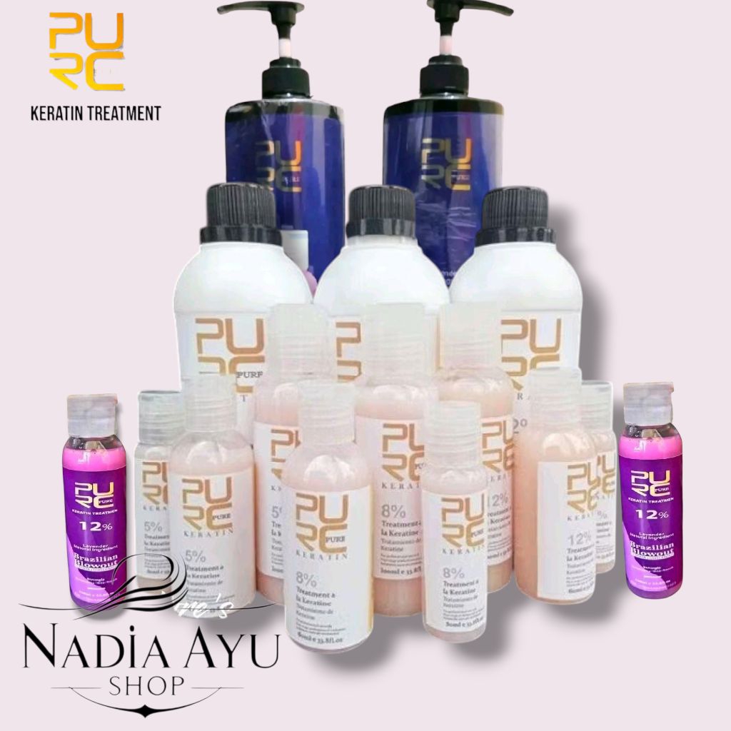 Pelurus Rambut Keratin Hair Treatment Purc 12% 8% 5% dan Lavender Haircare Smooting Rebonding COD