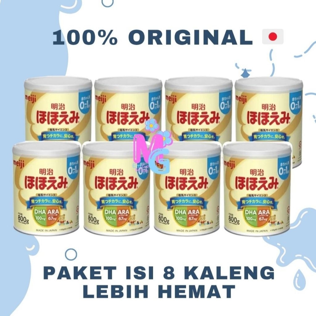 Meiji Hohoemi 0-1 Tahun Paket Isi 8 Kaleng 800g Lebih Hemat
