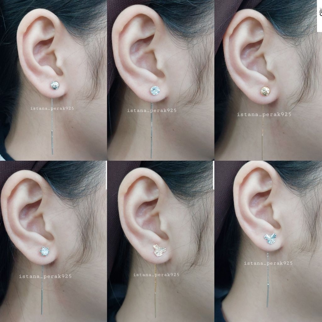 ANTING PERAK ASLI SILVER 925 LAPIS EMAS TUSUK PANJANG MODEL Ukir ITALI SANTA PERAK ASLI 925
