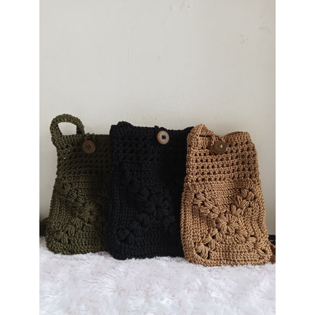 Tas rajut Handphone minimalis dan dompet rajut
