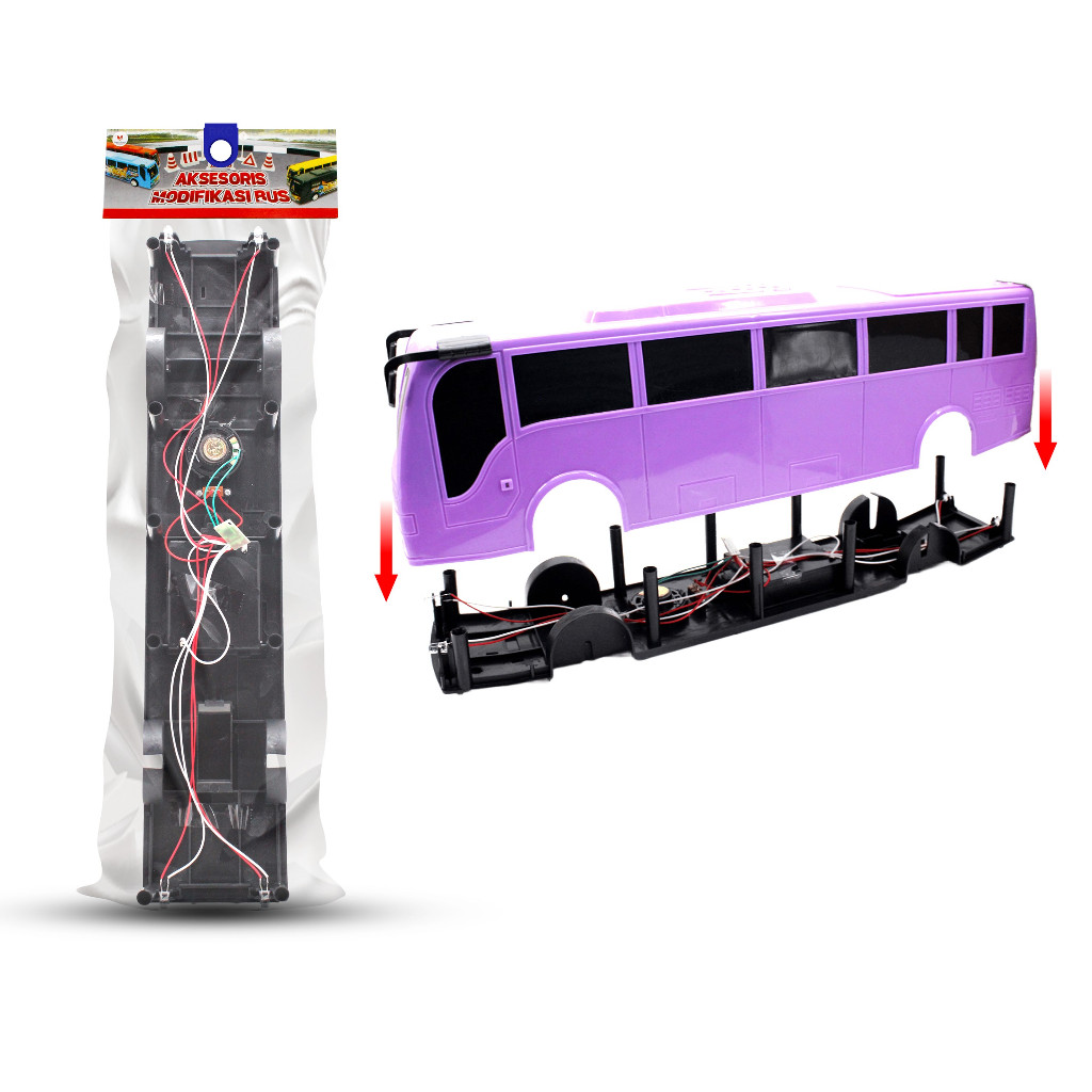 Chasis Bus Telolet Nada Piala Dunia/LED - Aksesoris Modifikasi Mainan Mobil/Miniatur Bus Telolet/Bas