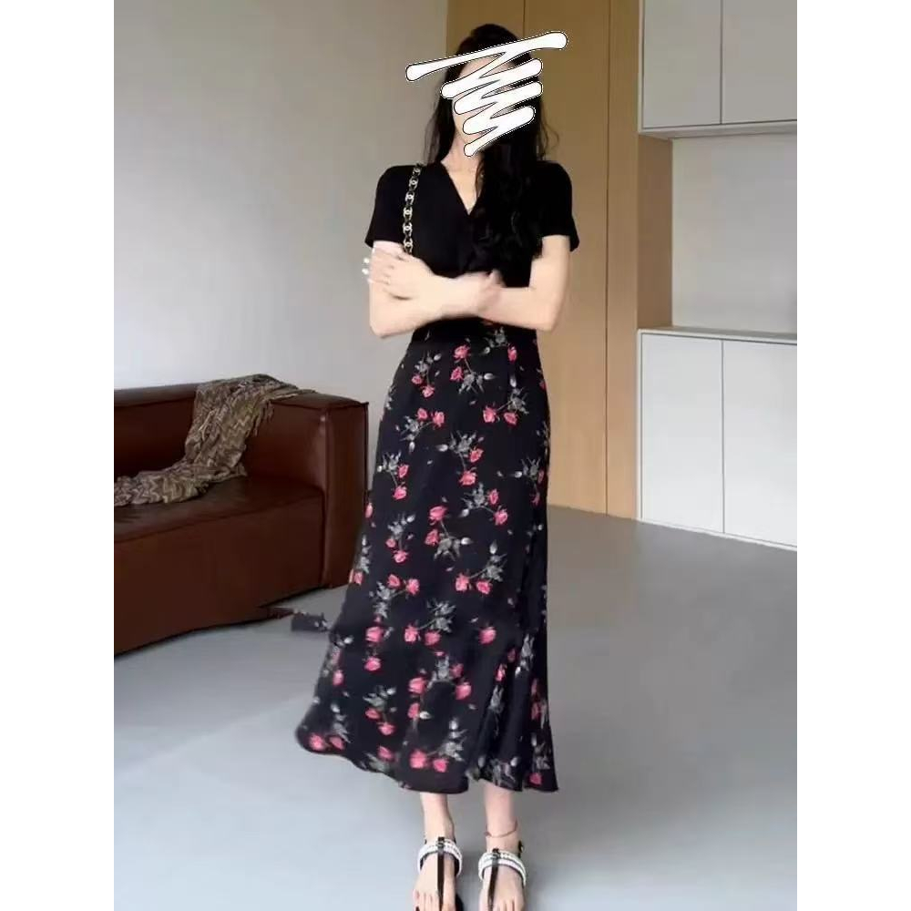 Tropical Summer Sexy Dress Hitam Korean Style Wanita Long Floral Vintage Jumbo Semi Formal Dress Pan