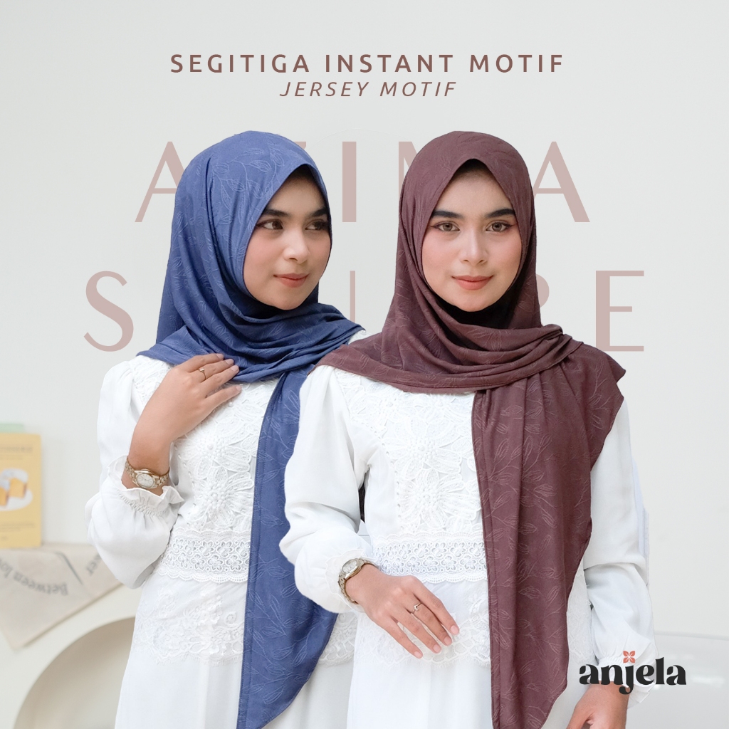 Anjela - Jilbab Segitiga Instan Jersey | Hijab Instant Segitiga Motif | Kerudung Segitiga Premium