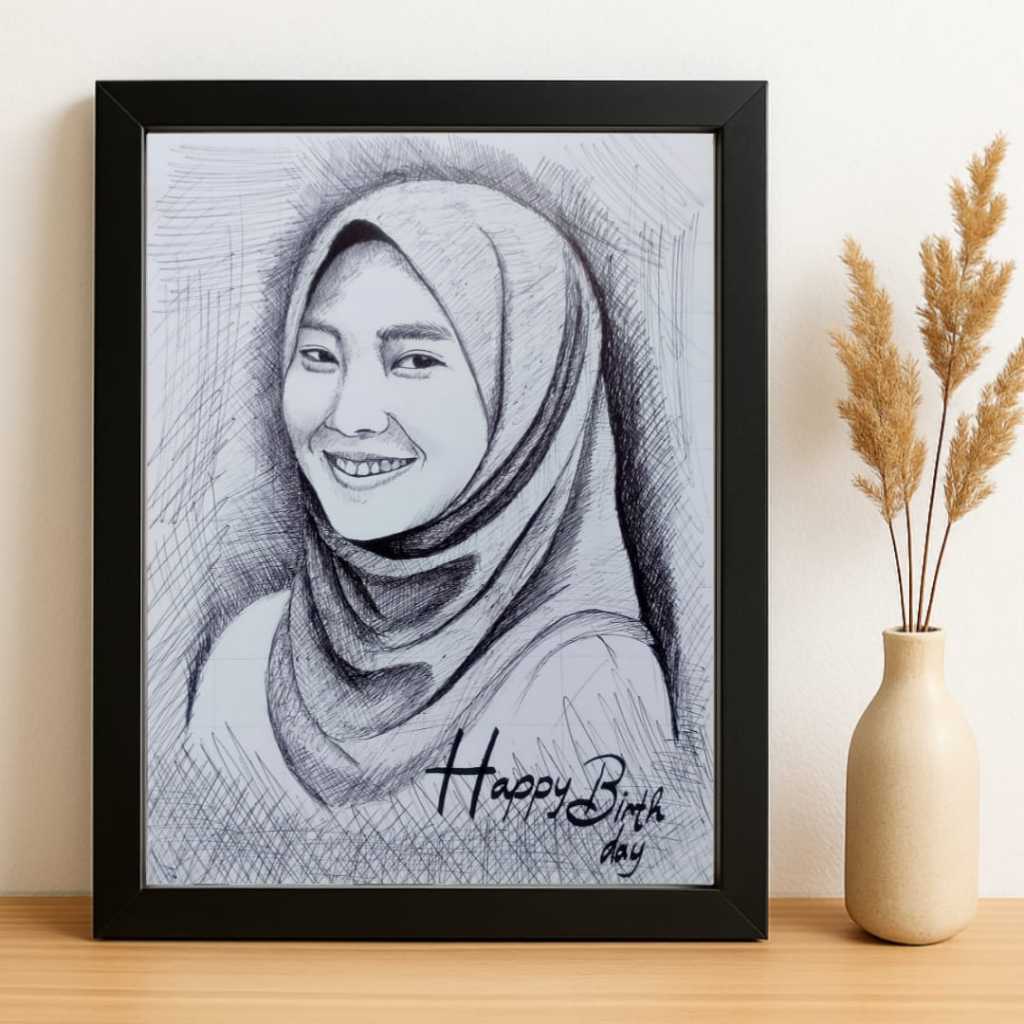 Sketsa Wajah Hadiah Wisuda Wedding Ultah, Ukuran A3