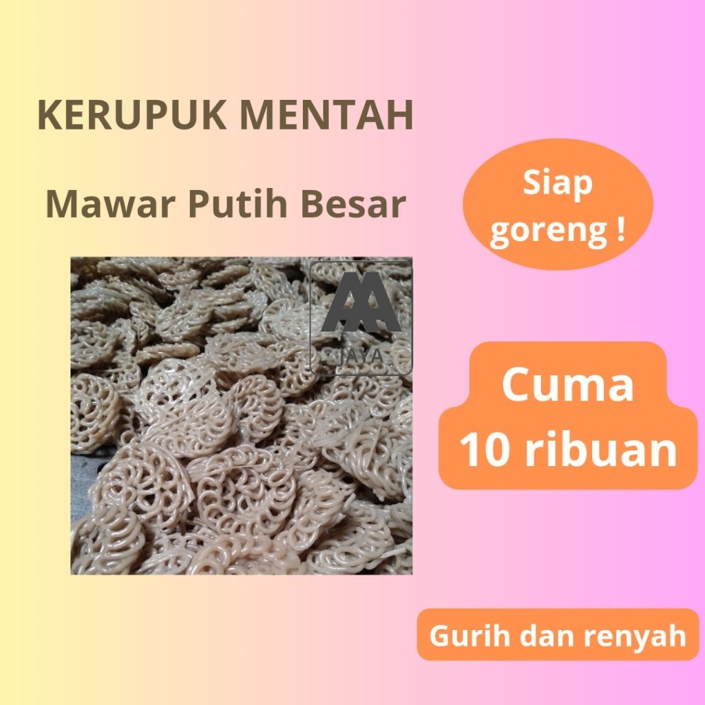 

Kerupuk Mawar Putih Besar Mentah – Siap Goreng, Gurih & Renyah | 250gr