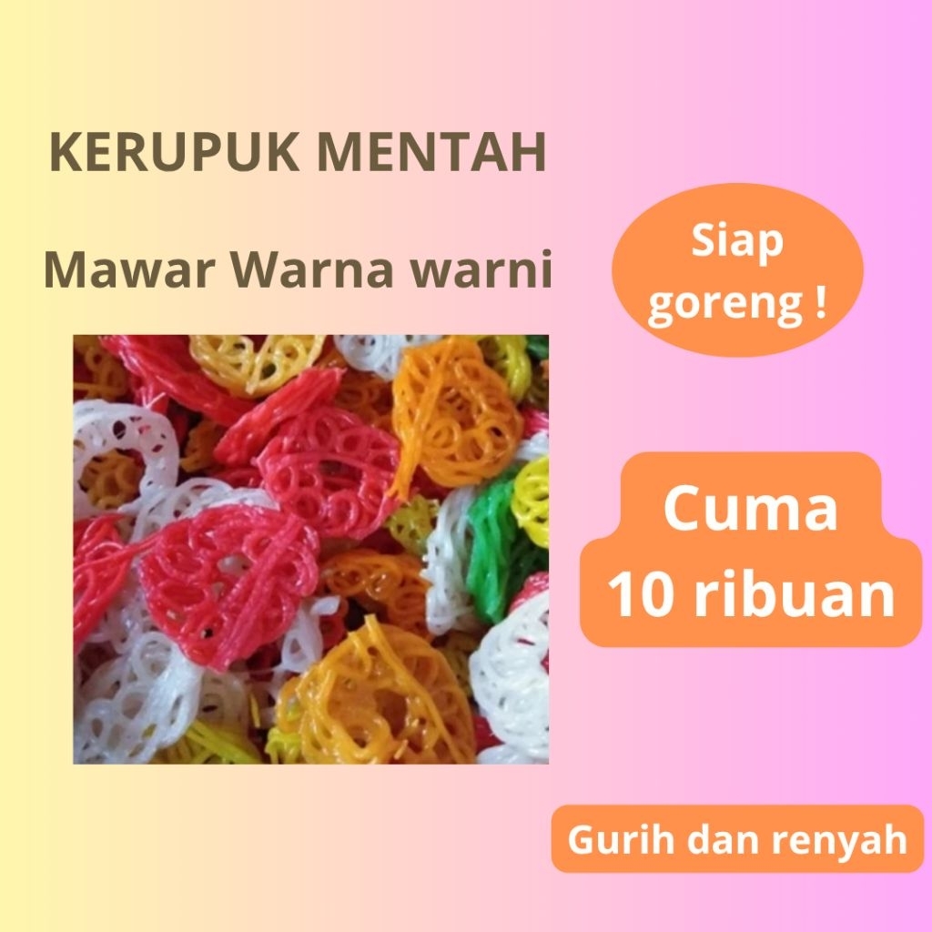 

Kerupuk Mentah Mawar Warna-Warni Siap Goreng – Renyah & Gurih 250gr