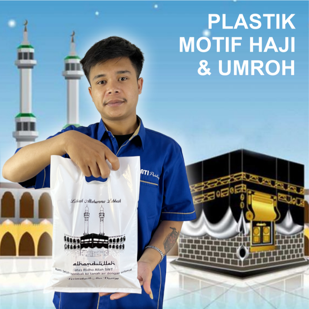 

(Isi 50Pcs Size 25 x 35) Kantong Plastik Ibadah Haji, Umroh, Lebaran Haji | Kantong Plastik Souvenir Haji & Umroh, Kemasan Parcel Haji