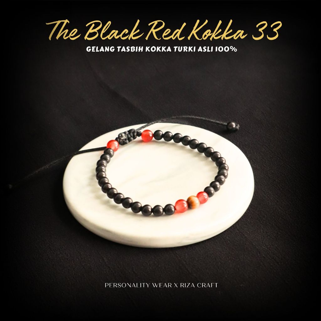 Gelang Tasbih 33 Butir Kecil Kayu Kokka Kokah Kaokah Kaukah Hitam ASLI Original mix Batu Akik Alam G