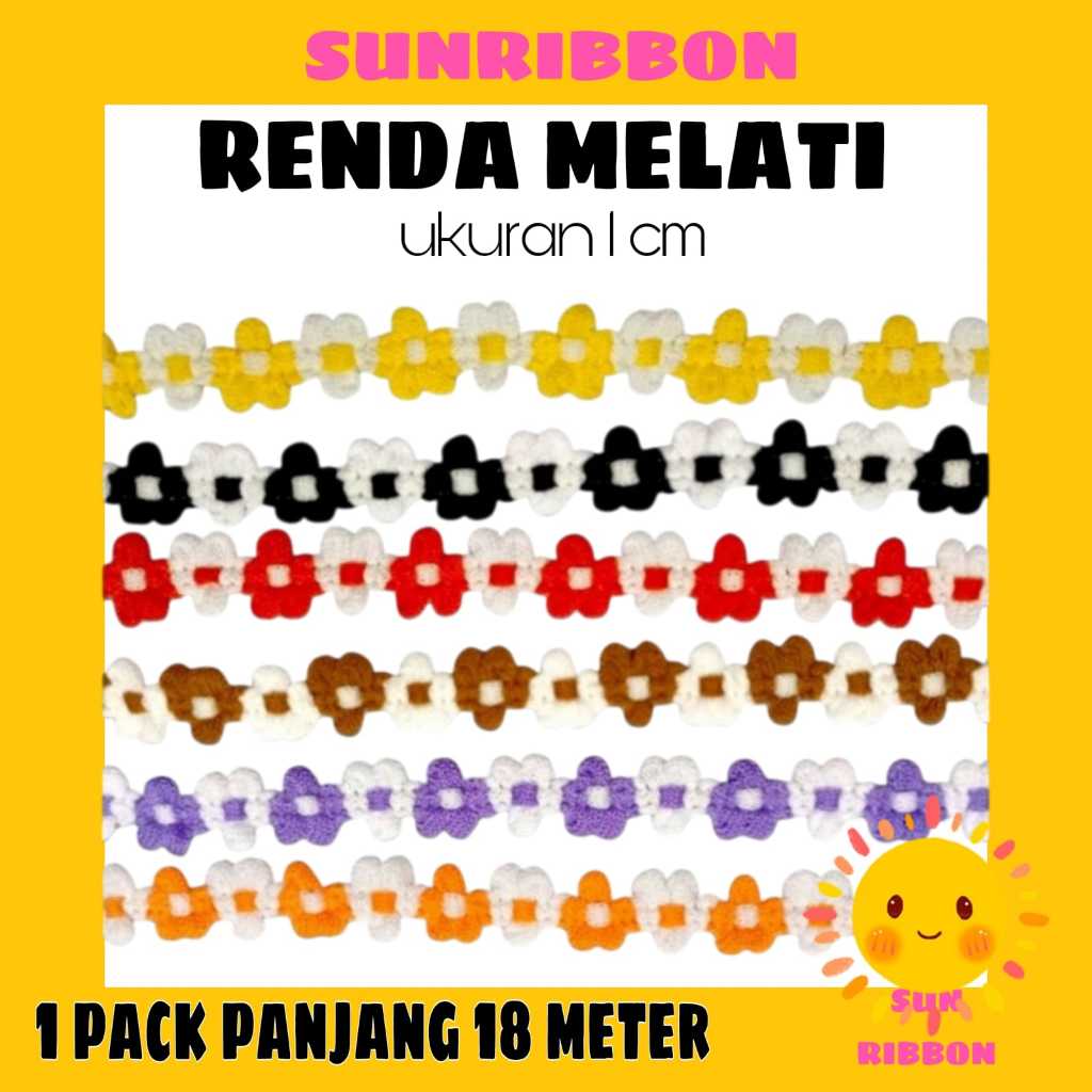 Renda Melati /renda bunga kecil/renda jilbab isi 18 meter