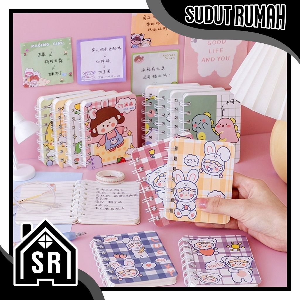 

SR Notebook Spiral Mini Motif Karakter SRLengkap A7 Buku Memo Kecil 80 lembar S101