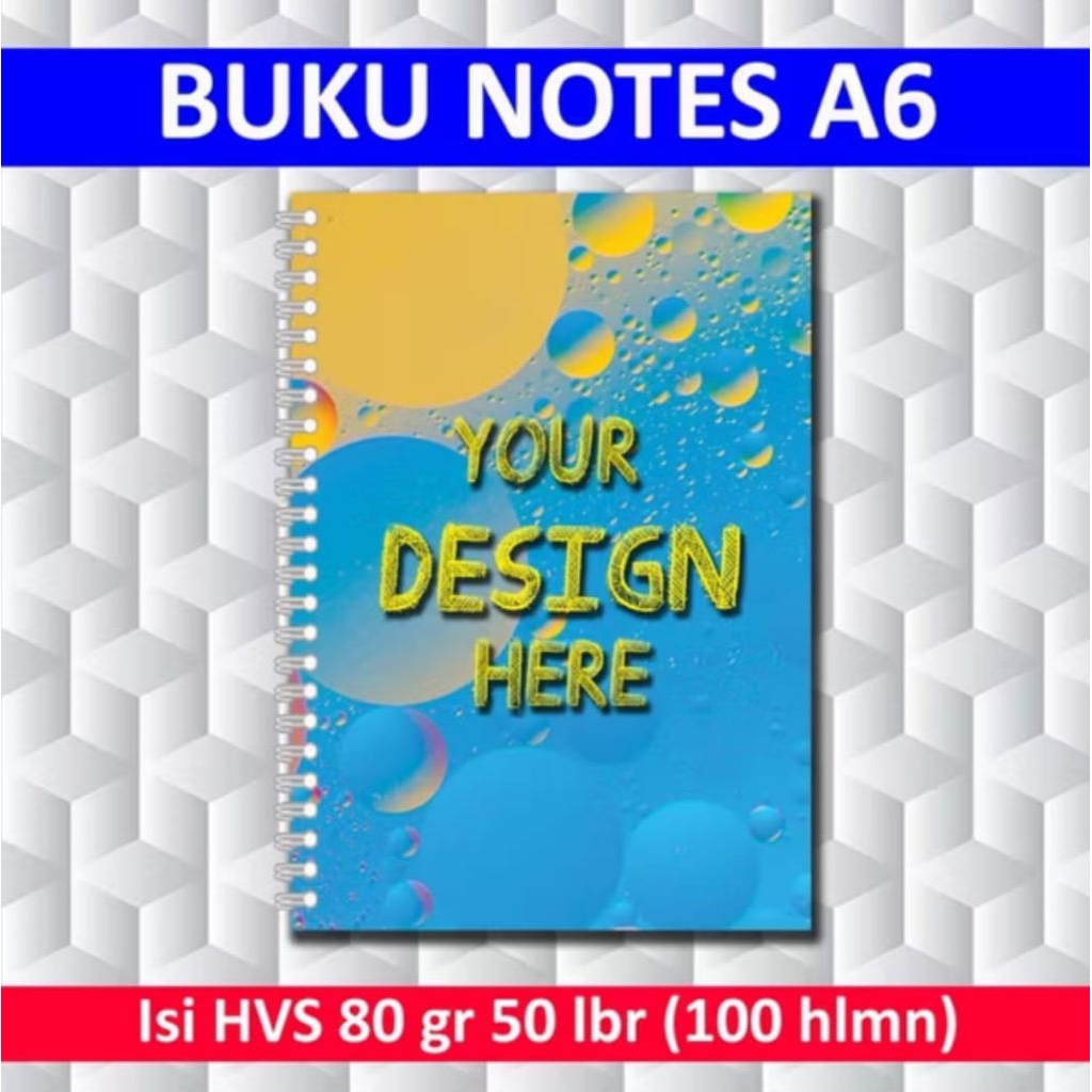 

Notebook Custom A6 / Notes Custom Spiral A6 / Note book A6 / isi 50 lembar - Minimal Pemesanan 4 Pcs