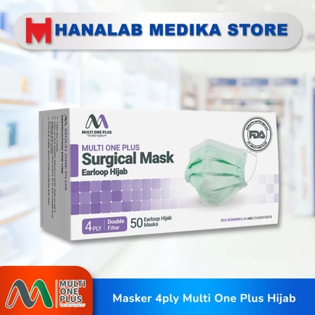 Multi One Plus Surgical Mask Hijab/Headloop 4ply / Masker Hijab 4 ply