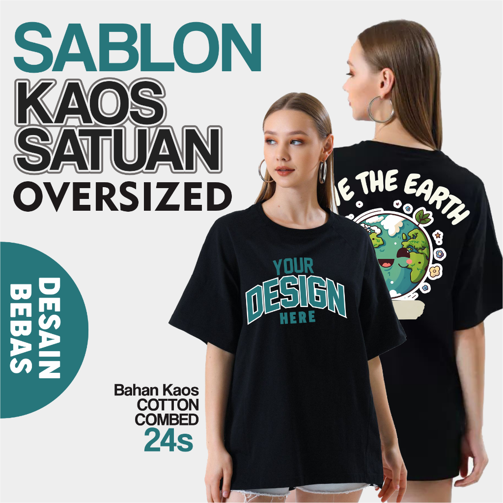 Kaos Oversize Custom Sablon Satuan DTF / Kaos Oversize Custom / Kaos Oversize Custom Tulisan / Kaos 