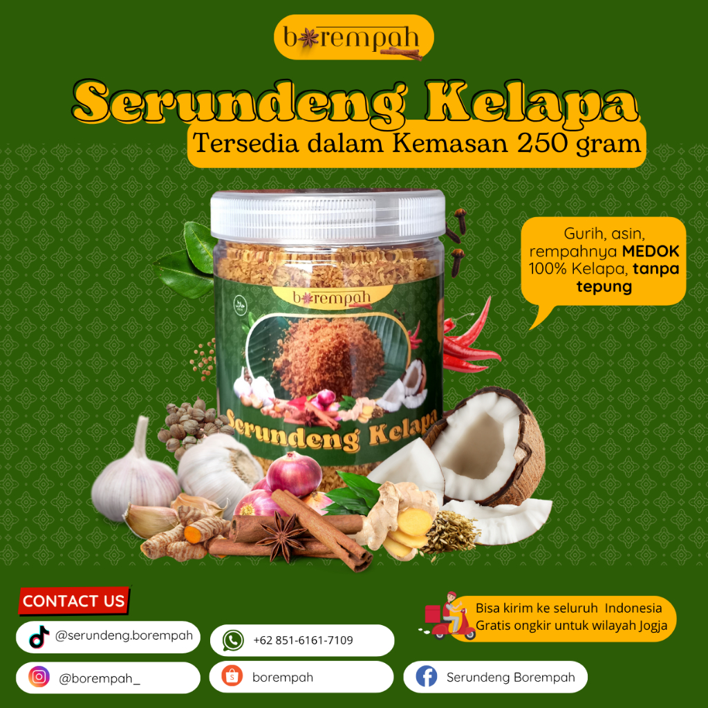 

Serundeng Kelapa Borempah Original 250 gram - Gurih Asin Bumbu Medok