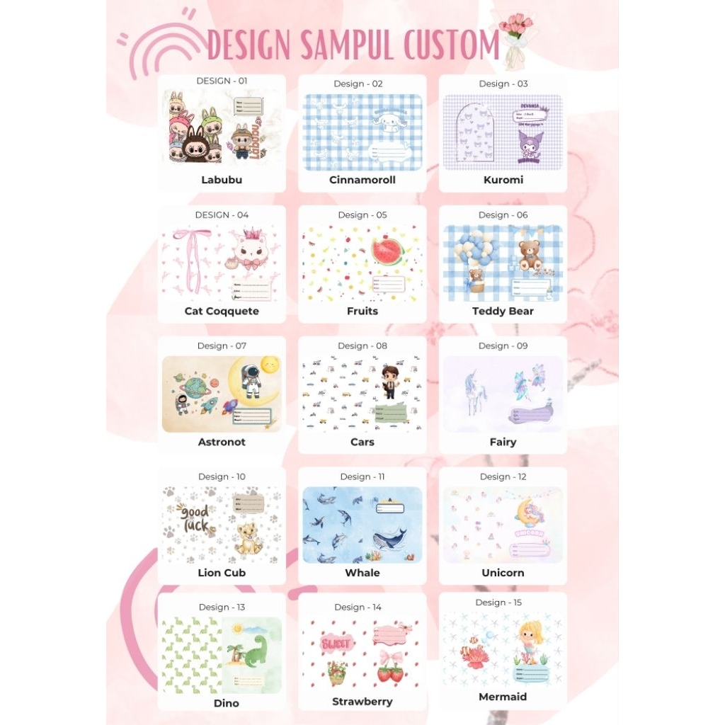 

TERMURAH SAMPUL BUKU AESTETIK / KARAKTER - BISA CUSTOM NAMA & NAMA SEKOLAH - bisa untuk buku tulis dan buku boxy - min order 5 pcs