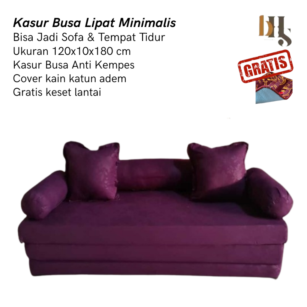 Sofa Bed Lipat Multifungsi – Kasur Busa Lipat Minimalis 2in1, Bisa Jadi Sofa & Tempat Tidur