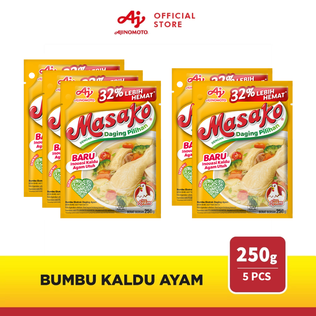 

Masako® Bumbu Kaldu Ayam Penyedap Rasa 250g (5 pcs)