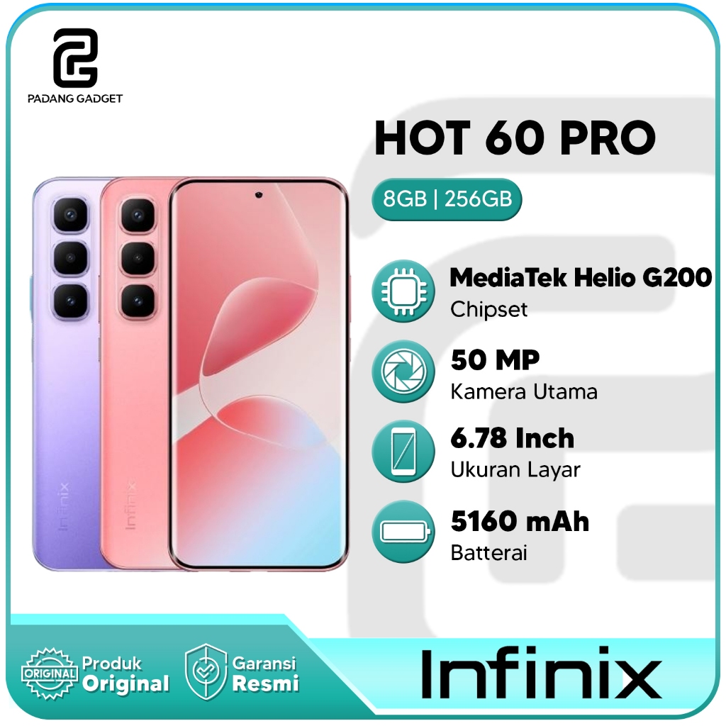 Infinix HOT 60 PRO 8+8/256GB Hp Android Smartphone Terbaru Original Garansi Resmi