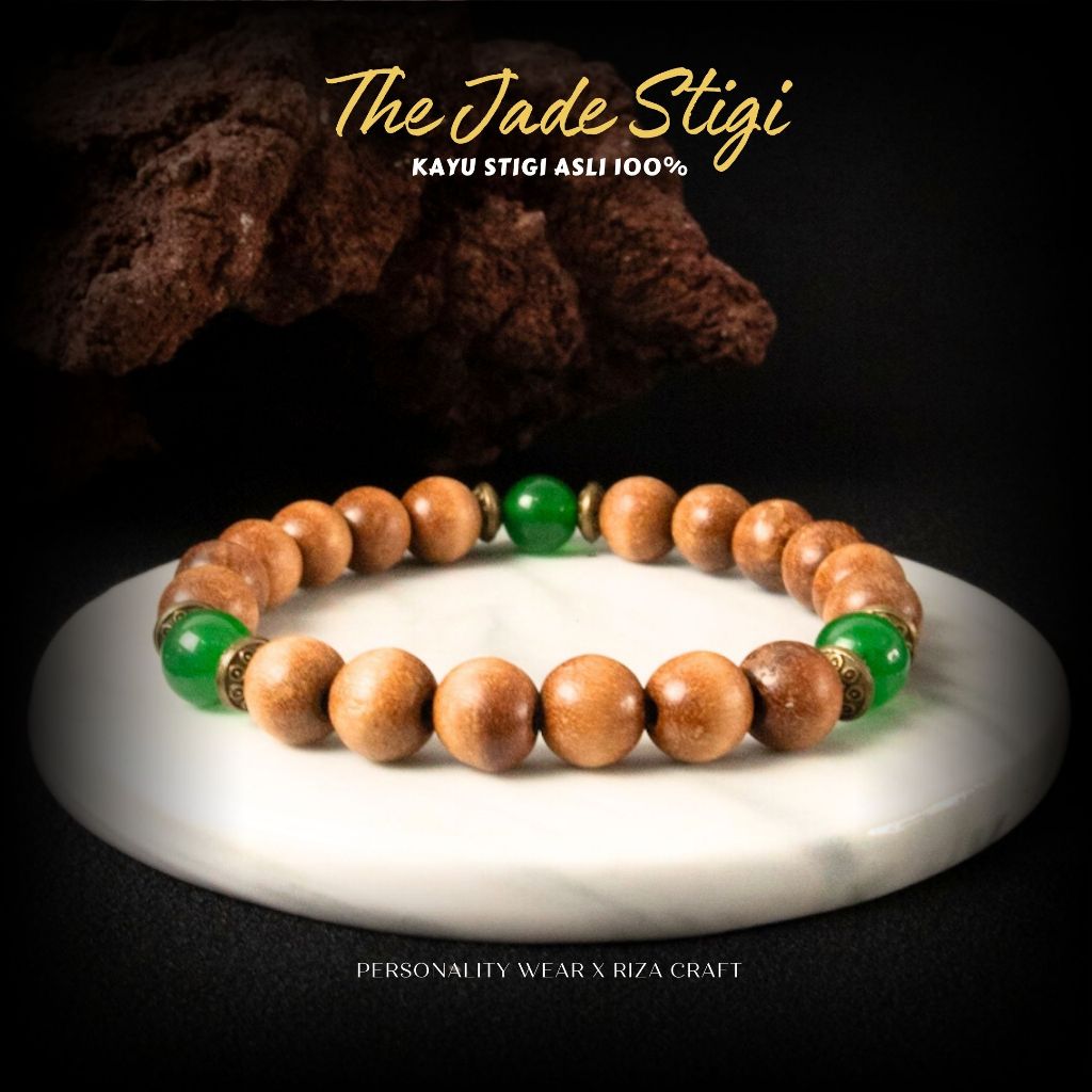 JADE STIGI BRACELET - Gelang Aesthetic Pria Wanita Keren Terbaru Kayu Setigi Stigi Laut Asli 100% Mi