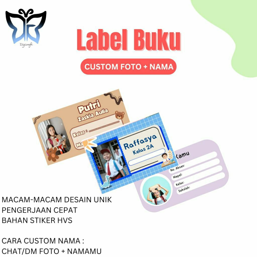 

Label nama buku bisa custom foto & nama 1 pcs ini 18 lembar