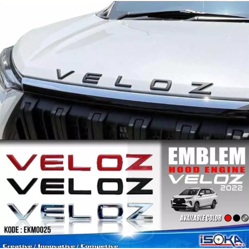 Stiker Emblem Kap Mesin Veloz Hitam Chrome Merah