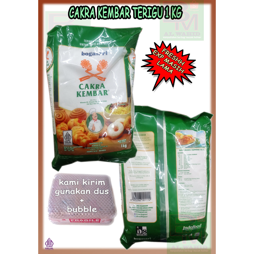 

Tepung Terigu Bogasari Cakra Kembar Kemasan 1 kg