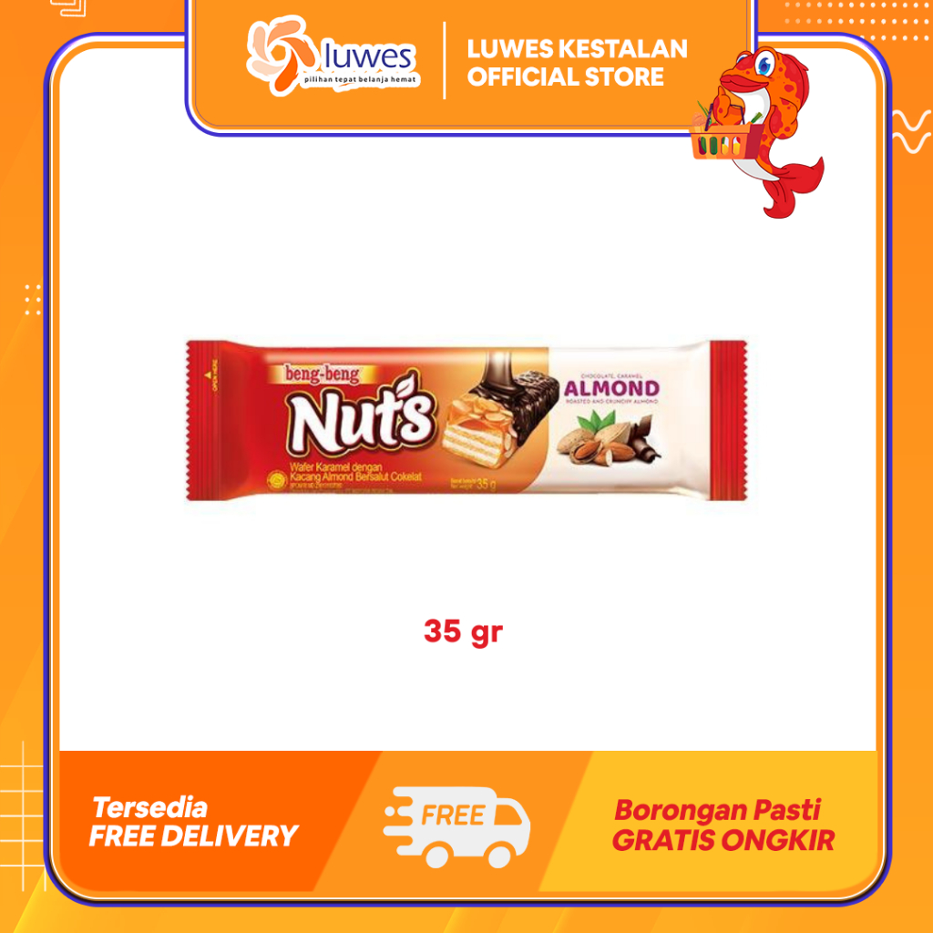 

Beng-Beng Nuts Wafer Coklat 35gr Almond Perpaduan Coklat Dengan Kacang Almond Yang Nikmat