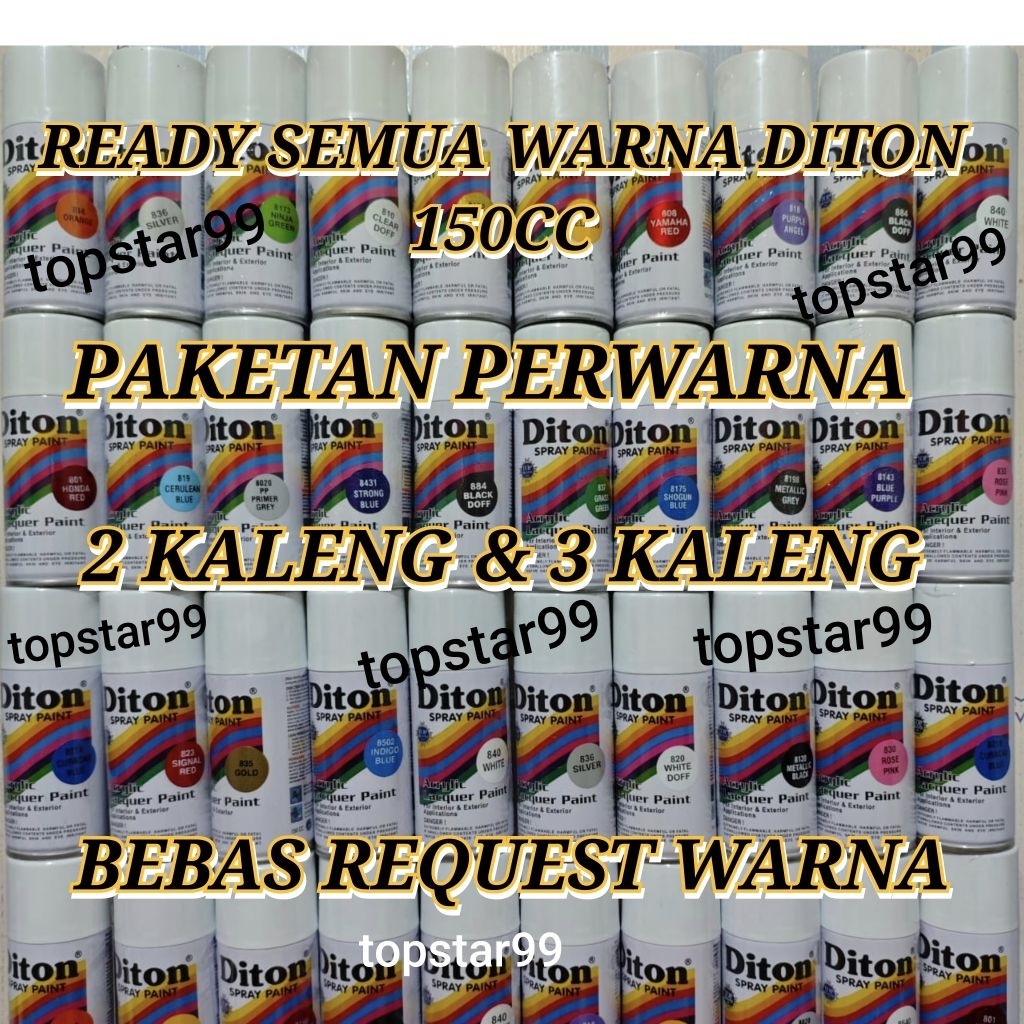 Pilok Pilox Pylox Diton Paketan 2 dan 3 kaleng Perwarna 150cc Request Warna Black 839 Hitam Doff 884