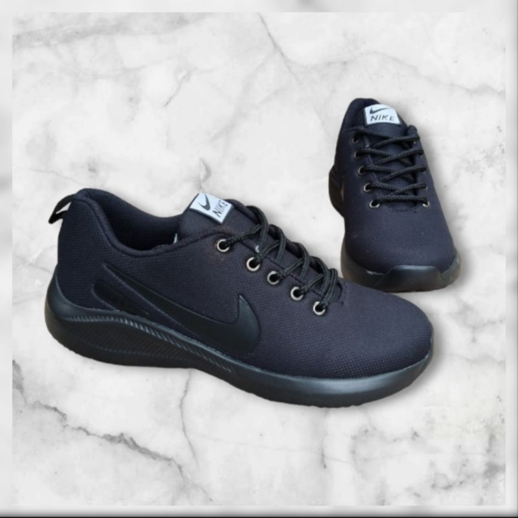 SEPATU  PRIA DAN WANITA TERLARIS HITAM POLOS SNEAKERS SPORT OLAHRAGA TERBARU SIZE 31-44 FREE BOX DAN