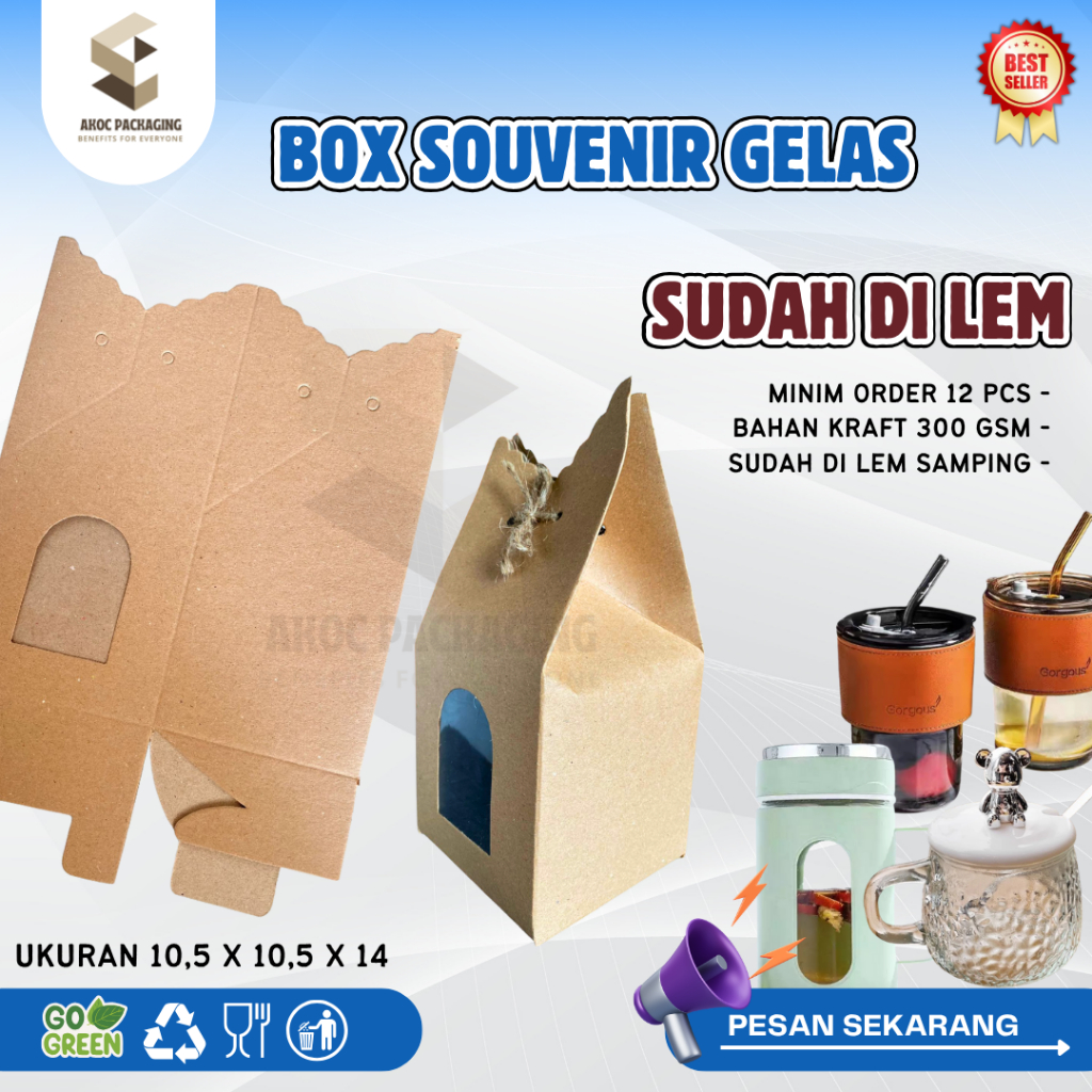 

BOX GERIGI SUDAH DI LEM - PAPERBOX GELAS KACA BOX MUG DUS KEMASAN BOX PACKAGING SOUVENIR GIFT MUG GELAS BOTOL JAR TOPLES MURAH TERLARIS VIRAL BROWN KRAFT PAPER RUSTIC