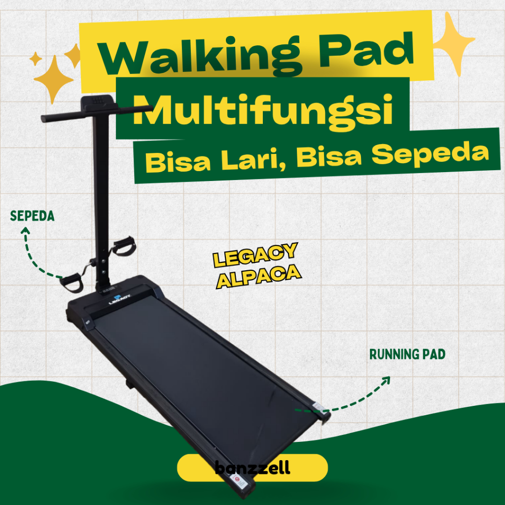 Walking Pad Alpaca Legacy Fitness Low Watt Pad Walking Treadmill 2in1 Sepeda.
