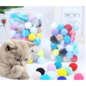 BOLA BULU MINI - Bola Mainan Kucing Bola Bulu Kucing Bola Kucing Bola Gigit Kucing Aksesoris Kucing