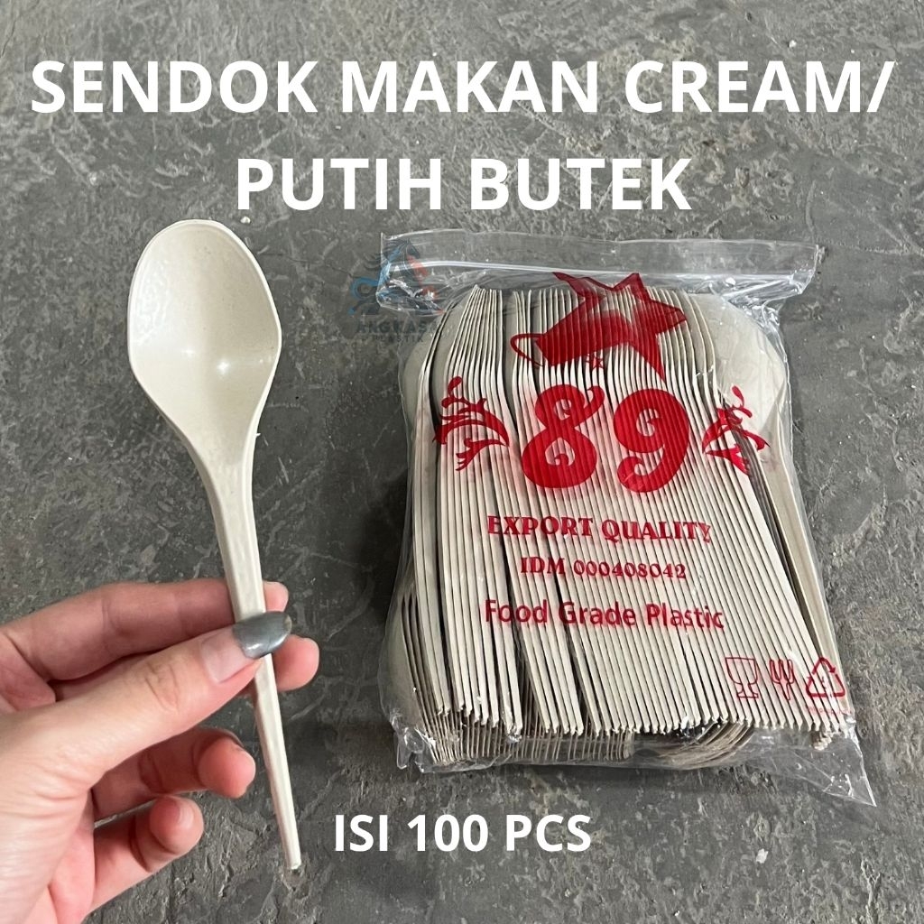 (100 PCS) Sendok Makan Cream / Sendok Makan Putih Butek / sendok makan plastik putih kuat tidak bau 