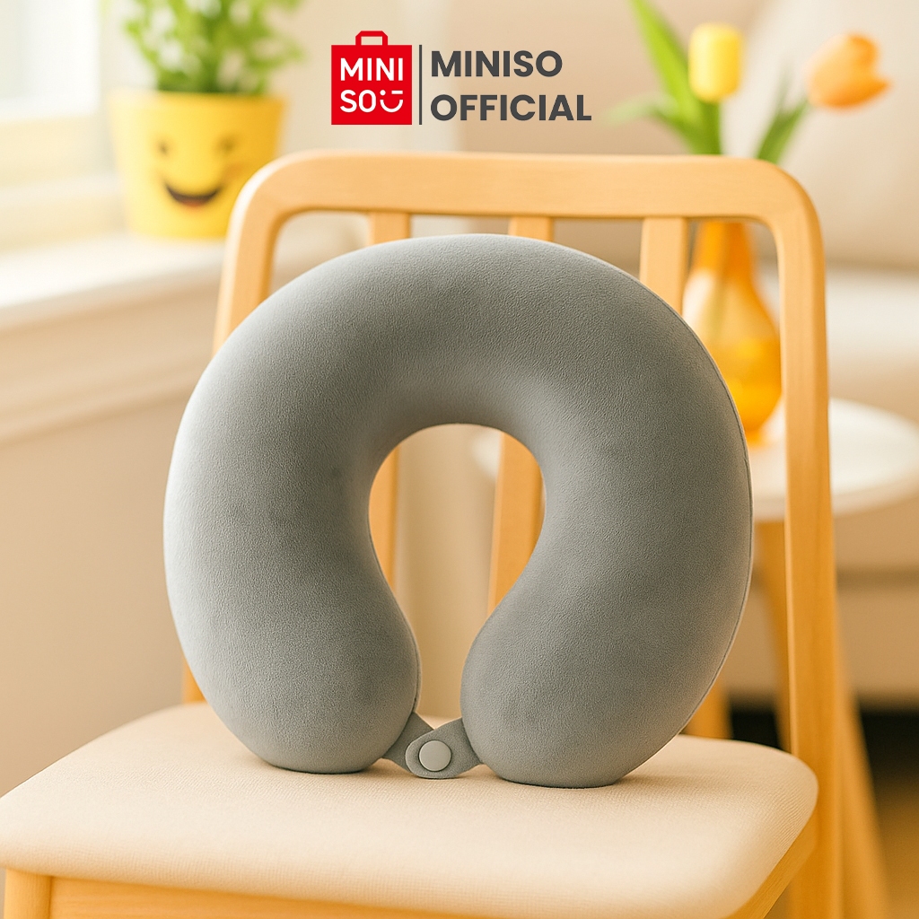 Discount Miniso X Solid Color Bantal Leher Travel Lipat Neck Pillow Memory Foam Travel U-Shaped