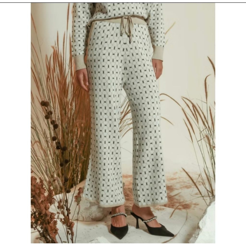 ALEZA LABEL SALE KNIT PANTS CELANA KNIT KULOT MOTIF