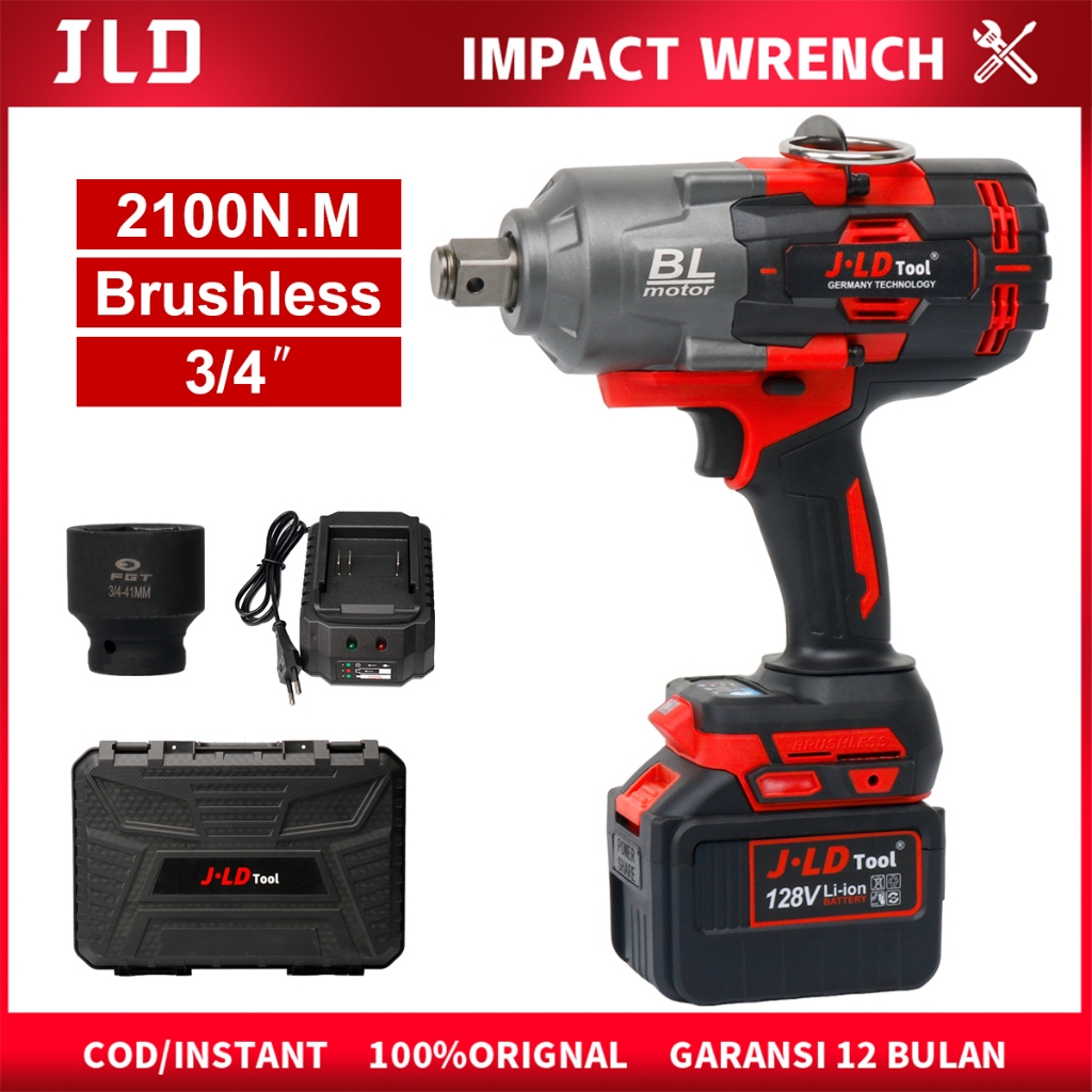 JLD 2100NM Impact wrench Brushless 3/4"  High Torque lmpact Spanner Kit impact wrench 128VF Xtra Jum