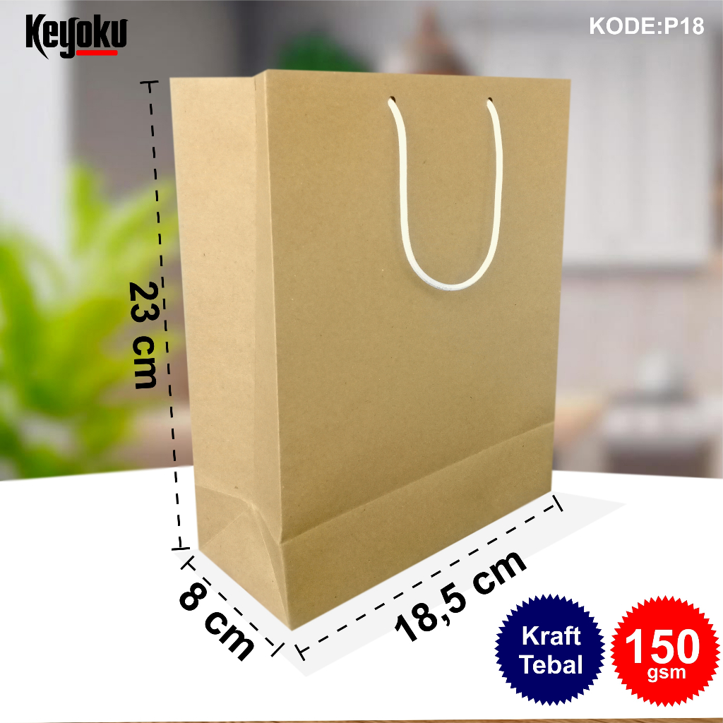 

Paper bag coklat polos aesthetic murah 18,5m x 8cm x23cm/Tas kado/paper bag hajatan