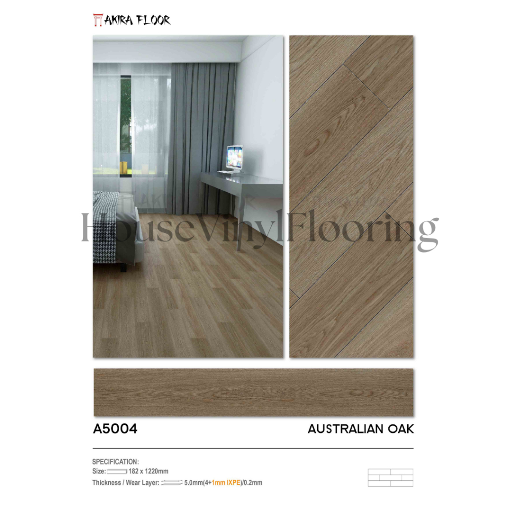 lantai kayu spc akira floor tebal 5mm warna Australian Oak A-5004