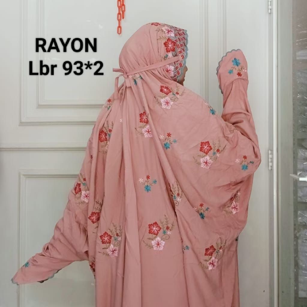 Mukena Rayon Jumbo Terusan Dewasa Bordir Komputer