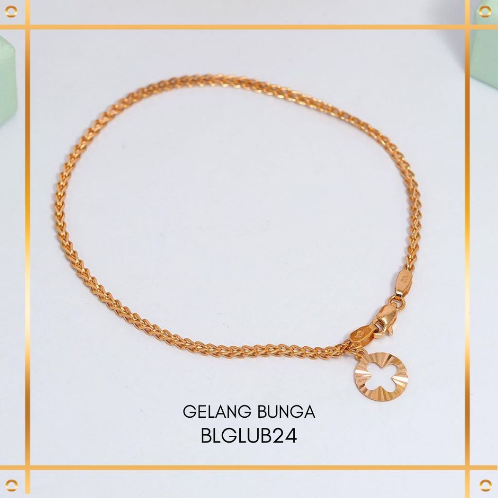 GELANG RANTAI EMAS ASLI KADAR 8K GELANG RANTAI MINIMALIS BUNGA SIMPLE GOLD - BLGLUB 24