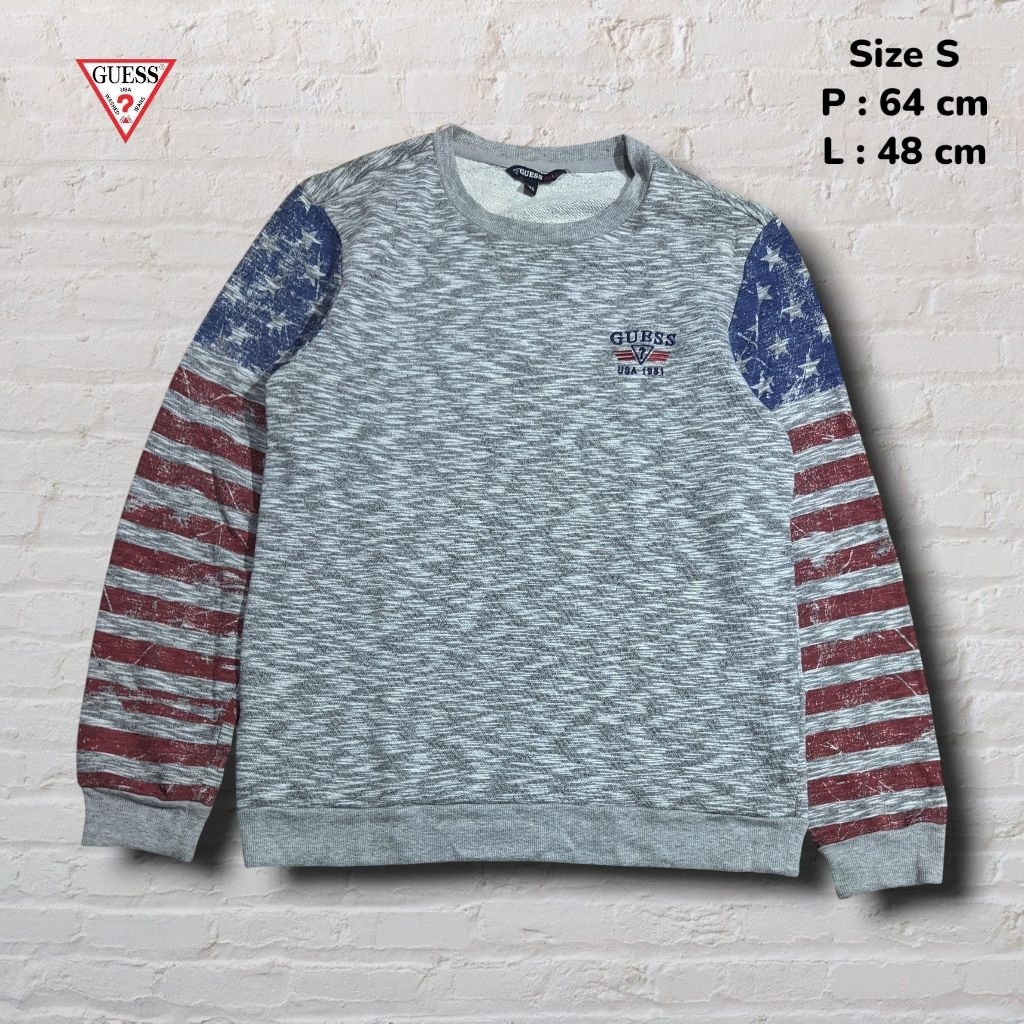 Size S Crewneck Guess Grey Original Second Preloved #K112