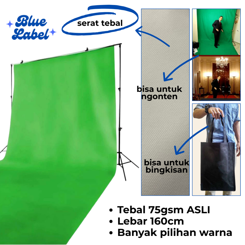 

Kain Spunbond 75gsm Lebar 160 cm Asli untuk Buket / Green Screen Background Konten Shooting Aesthetic / SPUNDBOND SPONBOND