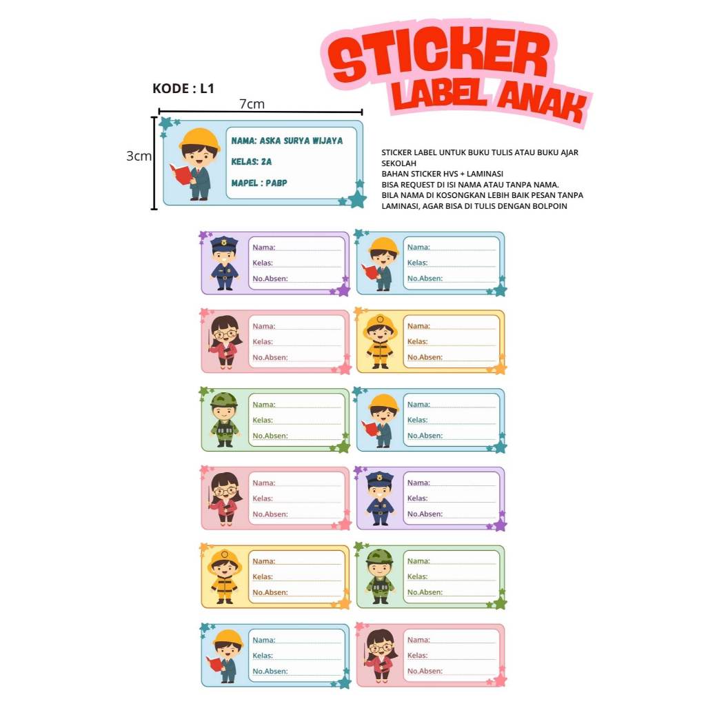 

Terbaru ! Stiker Label Buku Custom Nama