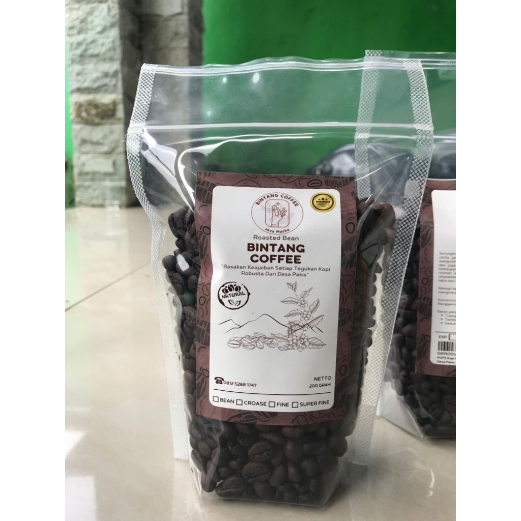 

Roast Bean Kopi Bintang Robusta Jember Kualitas Premium, Petik merah 200 gram