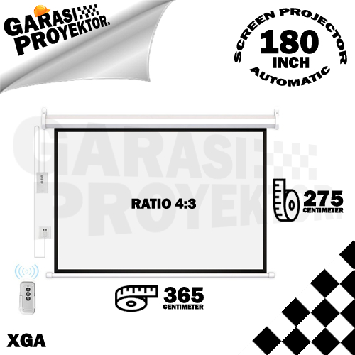 Layar Proyektor Gantung Otomatis 180 inch | ratio 4:3 | Screen Projector Motorized